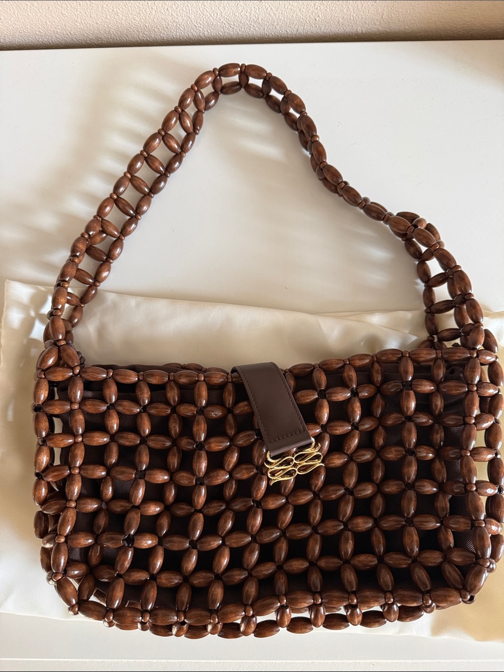 Malina Elvina Espresso Wooden Beads Shoulder Bag